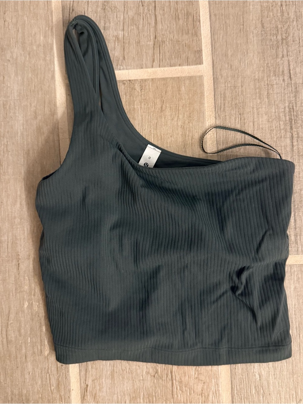lululemon athletica One-Shoulder Ribbed Crop Top - Dark Teal